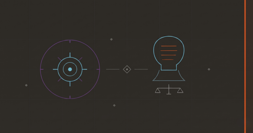 AI / acceleration and Human judgment banner minimalist